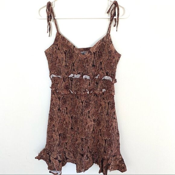 Vintage Express Animal Print Sleeveless Dress – Medium – Ruched Waist & Ruffles - Picture 1 of 6